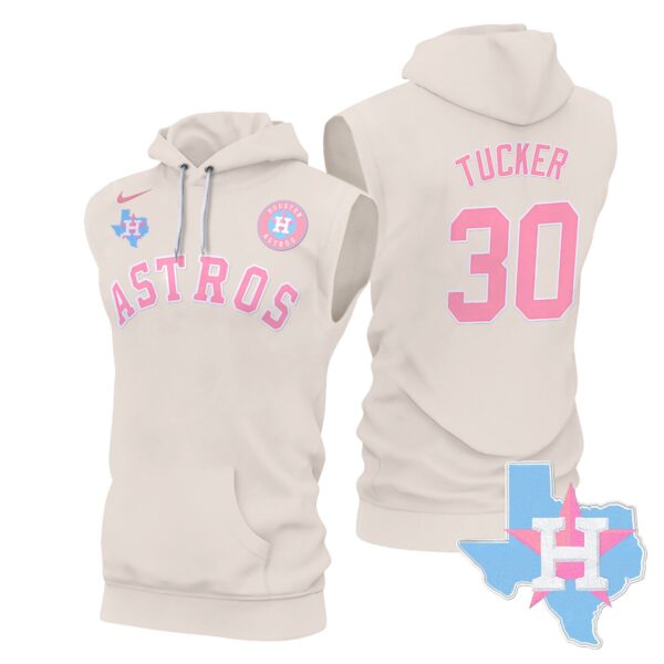 Men's Astros Bubblegum Pink Sleeveless Hoodie - All Stitched - Image 28