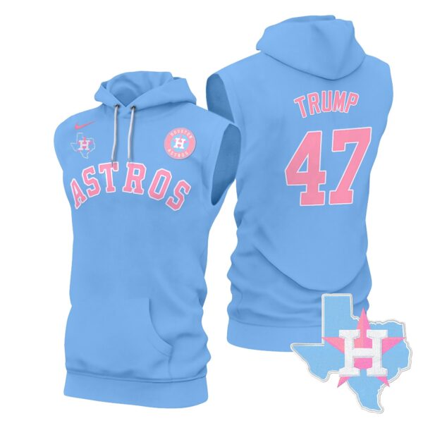 Men's Astros Bubblegum Pink Sleeveless Hoodie - All Stitched - Image 19