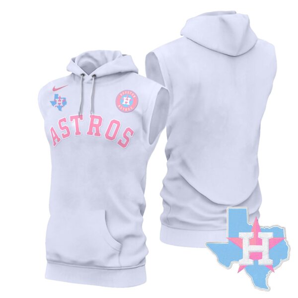 Men's Astros Bubblegum Pink Sleeveless Hoodie - All Stitched - Image 40