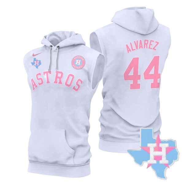 Men's Astros Bubblegum Pink Sleeveless Hoodie - All Stitched - Image 36
