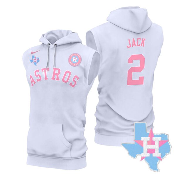 Men's Astros Bubblegum Pink Sleeveless Hoodie - All Stitched - Image 32