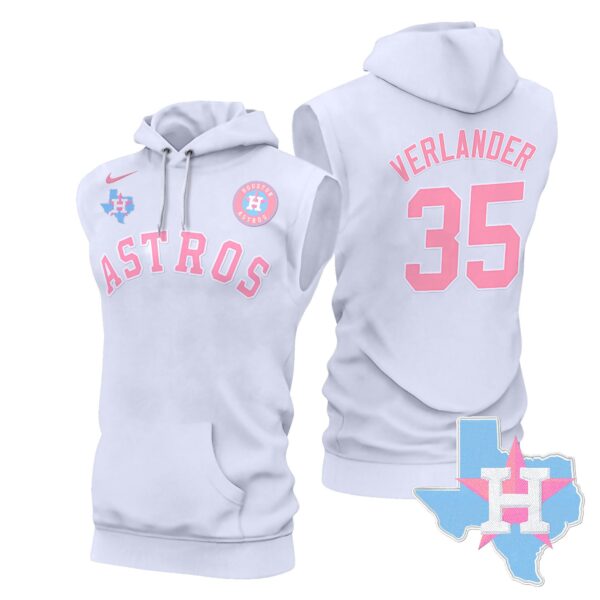 Men's Astros Bubblegum Pink Sleeveless Hoodie - All Stitched - Image 37