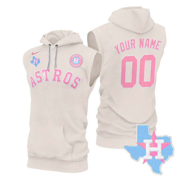 Astros Bubblegum Pink Custom Sleeveless Hoodie - All Stitched - Image 3