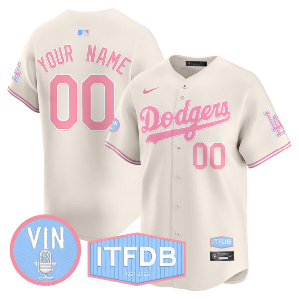 Dodgers Vin ITFDB Patch Bubblegum Pink Vapor Premier Limited Custom Jersey - All Stitched - Image 3