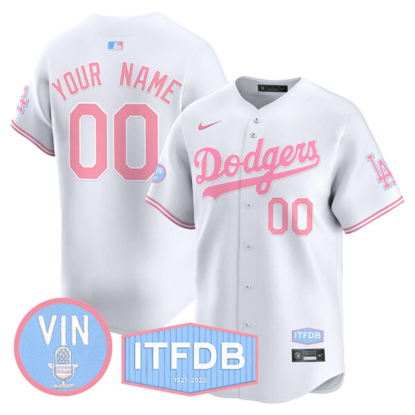Dodgers Vin ITFDB Patch Bubblegum Pink Vapor Premier Limited Custom Jersey - All Stitched - Image 4