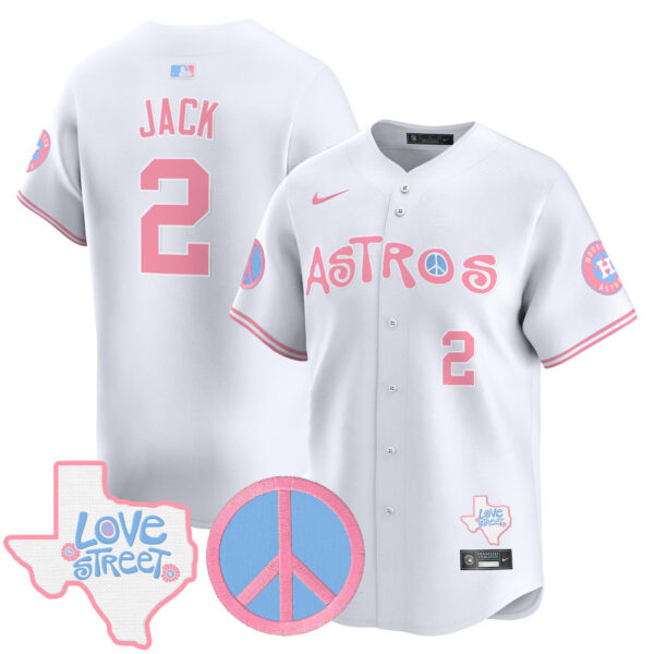 Unisex Astros Love Street & Peace Sign Patch Bubblegum Pink Vapor Premier Limited Jersey - All Stitched - Image 38