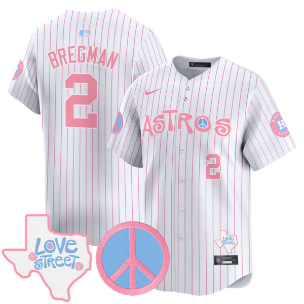 Unisex Astros Love Street & Peace Sign Patch Bubblegum Pink Vapor Premier Limited Jersey - All Stitched - Image 31