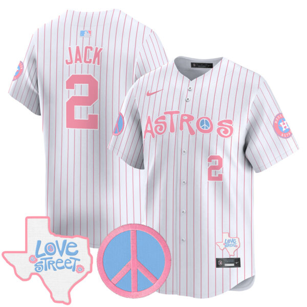 Unisex Astros Love Street & Peace Sign Patch Bubblegum Pink Vapor Premier Limited Jersey - All Stitched - Image 29