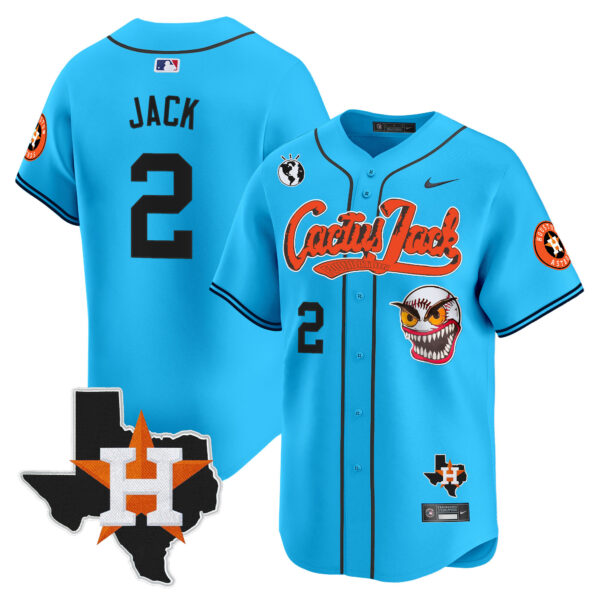Men's Houston Astros Cactus Jack Patch Vapor Premier Limited Jersey V12 - All Stitched - Image 2