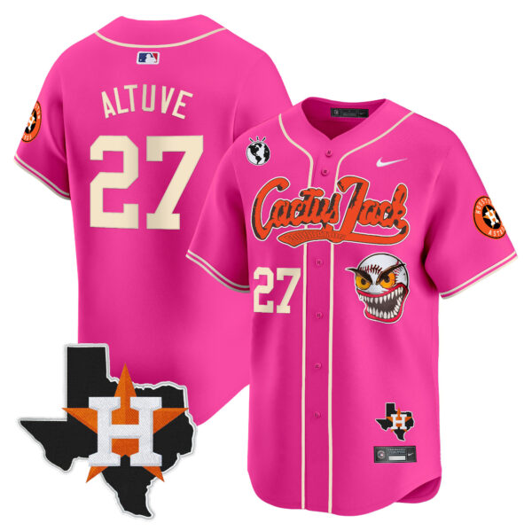Men's Houston Astros Cactus Jack Patch Vapor Premier Limited Jersey V12 - All Stitched - Image 39