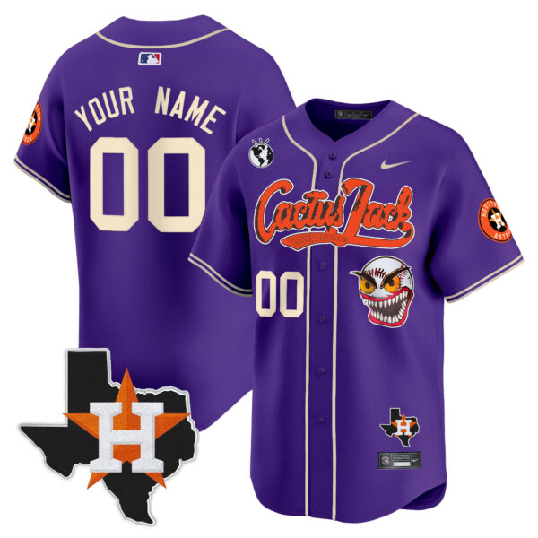 Houston Astros Cactus Jack Patch Vapor Premier Limited Custom Jersey V12 - Stitched - Image 4
