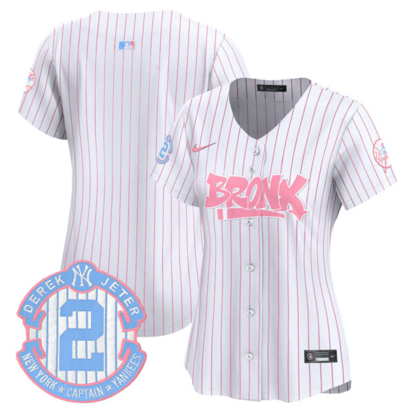 Women's Yankees The Bronx Graffiti Bubblegum Pink Vapor Premier Limited Jersey - All Stitched - Image 36