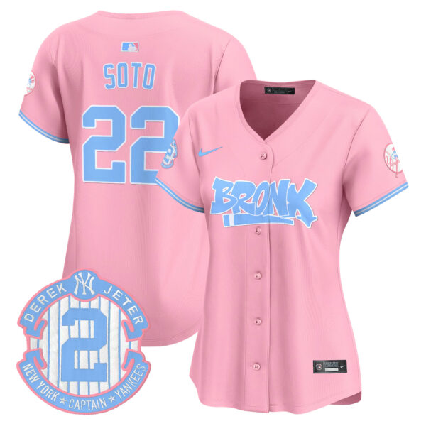 Women's Yankees The Bronx Graffiti Bubblegum Pink Vapor Premier Limited Jersey - All Stitched - Image 6