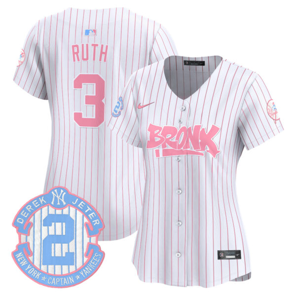 Women's Yankees The Bronx Graffiti Bubblegum Pink Vapor Premier Limited Jersey - All Stitched - Image 30