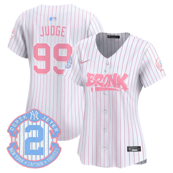Women's Yankees The Bronx Graffiti Bubblegum Pink Vapor Premier Limited Jersey - All Stitched - Image 28