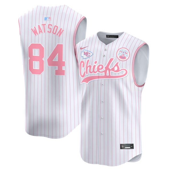 Unisex Chiefs Taylor Swift Bubblegum Pink Vapor Premier Sleeveless Jersey - All Stitched - Image 33