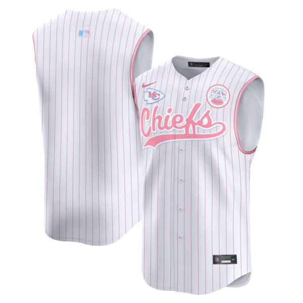 Unisex Chiefs Taylor Swift Bubblegum Pink Vapor Premier Sleeveless Jersey - All Stitched - Image 36