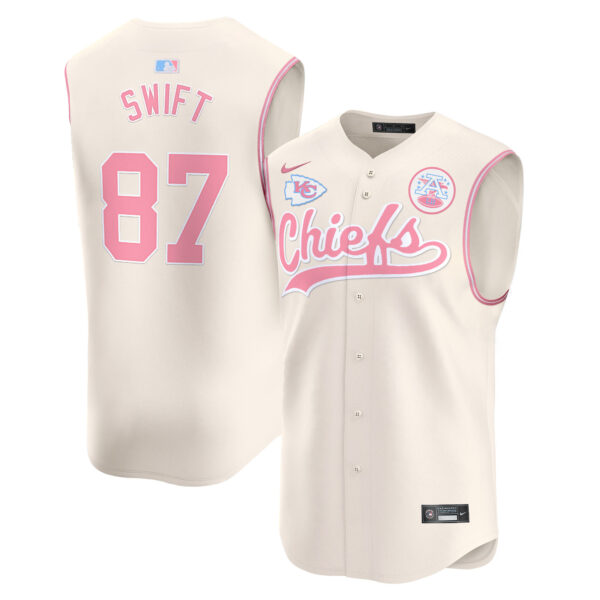Unisex Chiefs Taylor Swift Bubblegum Pink Vapor Premier Sleeveless Jersey - All Stitched - Image 19