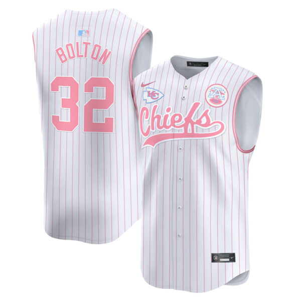 Unisex Chiefs Taylor Swift Bubblegum Pink Vapor Premier Sleeveless Jersey - All Stitched - Image 31