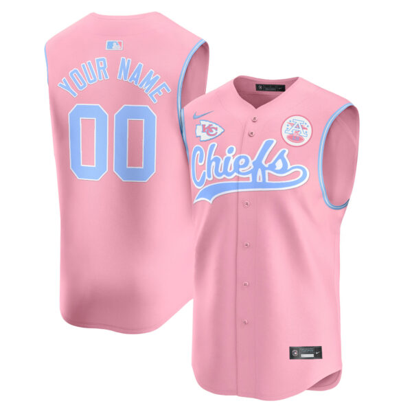 Chiefs Taylor Swift Bubblegum Pink Vapor Premier Sleeveless Custom Jersey - All Stitched