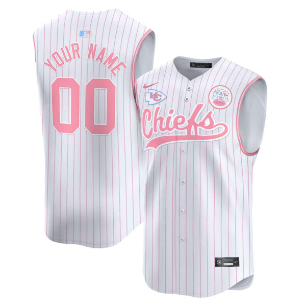 Chiefs Taylor Swift Bubblegum Pink Vapor Premier Sleeveless Custom Jersey - All Stitched - Image 4