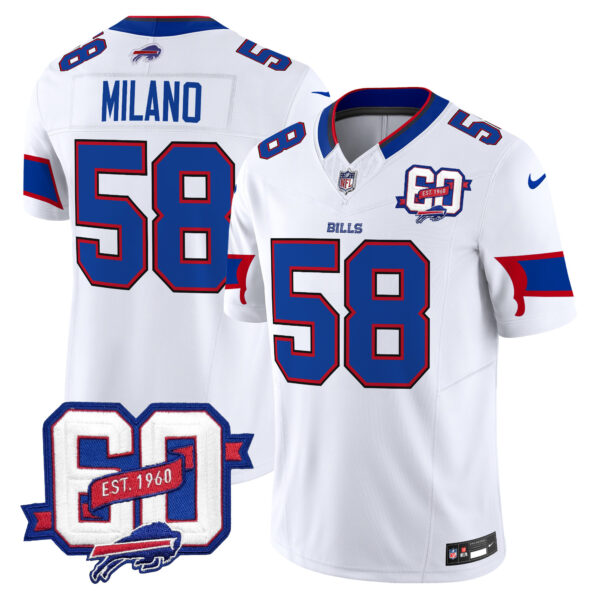Men's Bills 60th Anniversary Patch Vapor Limited Jersey - All Stitched - Image 17