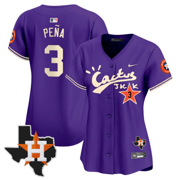 Women's Houston Astros Cactus Jack Patch Vapor Premier Limited Jersey V11 - Stitched - Image 30