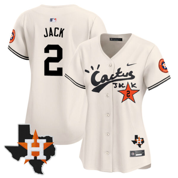 Women's Houston Astros Cactus Jack Patch Vapor Premier Limited Jersey V11 - Stitched - Image 11