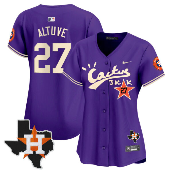 Women's Houston Astros Cactus Jack Patch Vapor Premier Limited Jersey V11 - Stitched - Image 32