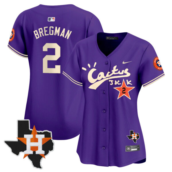 Women's Houston Astros Cactus Jack Patch Vapor Premier Limited Jersey V11 - Stitched - Image 31