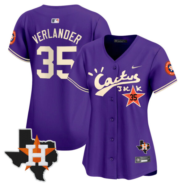 Women's Houston Astros Cactus Jack Patch Vapor Premier Limited Jersey V11 - Stitched - Image 34