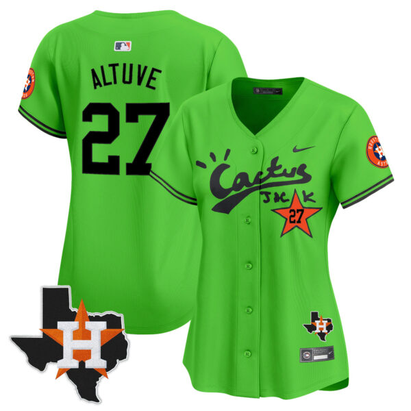 Women's Houston Astros Cactus Jack Patch Vapor Premier Limited Jersey V11 - Stitched - Image 23