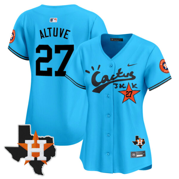 Women's Houston Astros Cactus Jack Patch Vapor Premier Limited Jersey V11 - Stitched - Image 5