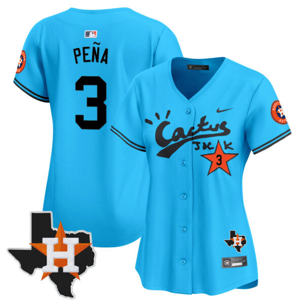 Women's Houston Astros Cactus Jack Patch Vapor Premier Limited Jersey V11 - Stitched - Image 3