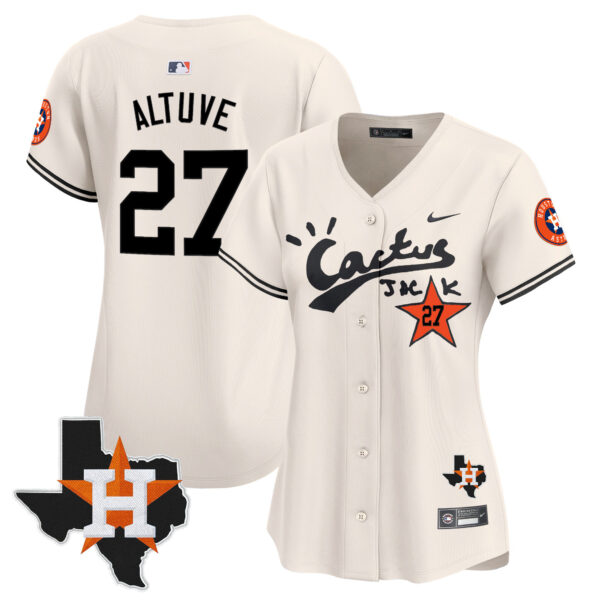 Women's Houston Astros Cactus Jack Patch Vapor Premier Limited Jersey V11 - Stitched - Image 14
