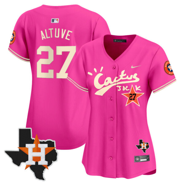 Women's Houston Astros Cactus Jack Patch Vapor Premier Limited Jersey V11 - Stitched - Image 41