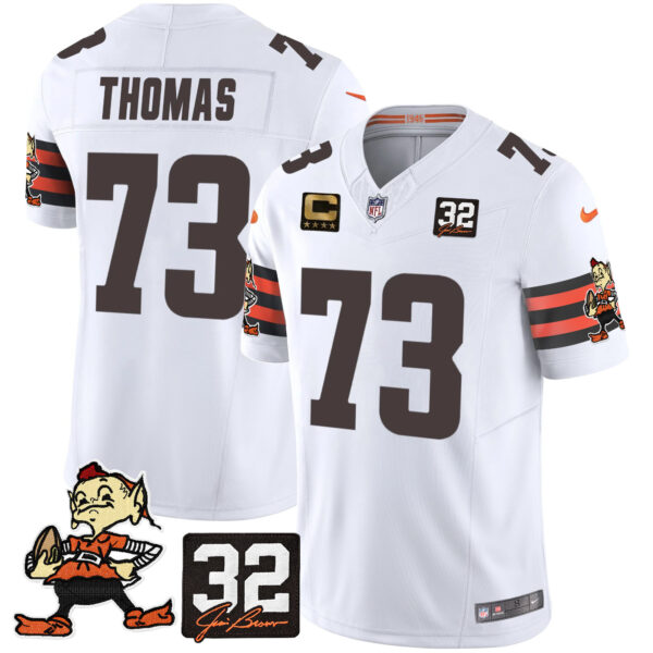 Men's Browns #32 Jim Brown Memorial Patch Vapor Limited Jersey V2 - All Stitched - Image 21