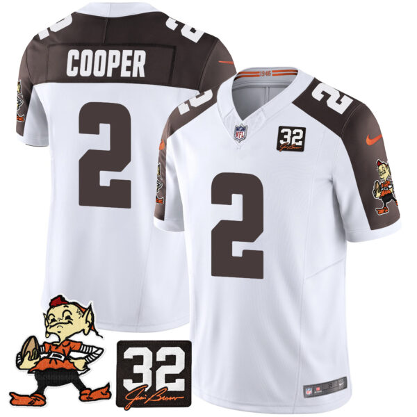 Men's Browns #32 Jim Brown Memorial Patch Vapor Limited Jersey V2 - All Stitched - Image 44