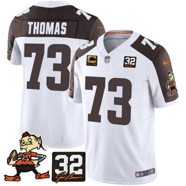 Men's Browns #32 Jim Brown Memorial Patch Vapor Limited Jersey V2 - All Stitched - Image 39