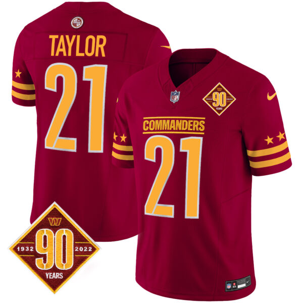 Men's Washington Commanders 90th Anniversary Patch Vapor Limited Jersey - All Stitched - Image 10