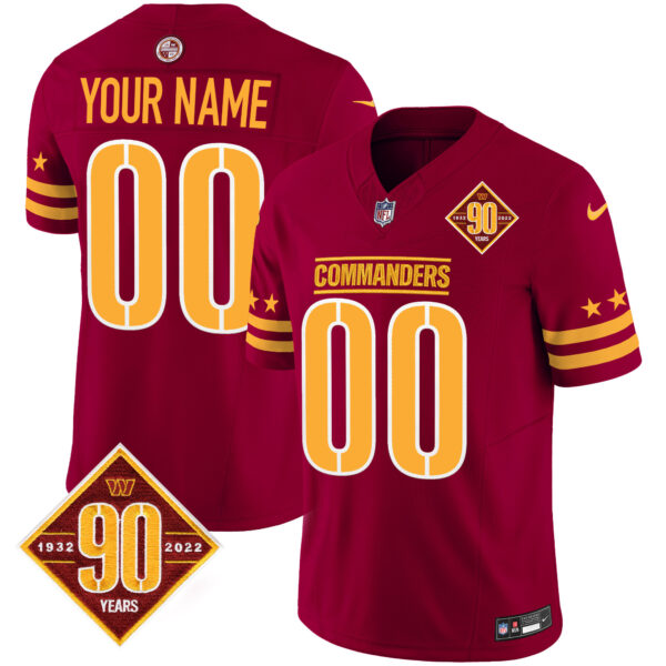 Washington Commanders 90th Anniversary Patch Vapor Limited Custom Jersey - All Stitched - Image 2