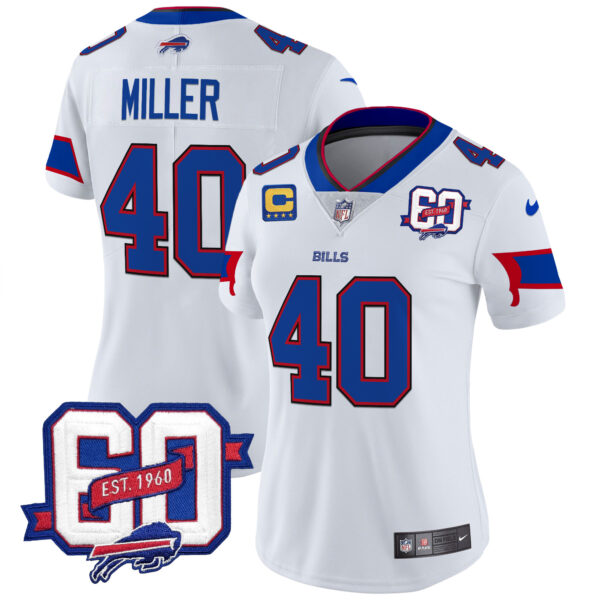 Women's Bills 60th Anniversary Patch Vapor Limited Jersey - All Stitched - Image 16