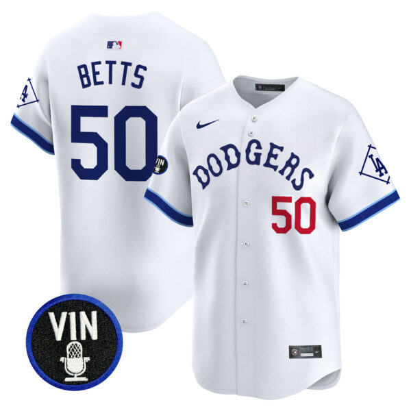 Men's Dodgers Tribute Vin Scully Patch Vapor Premier Limited Jersey - All Stitched - Image 21