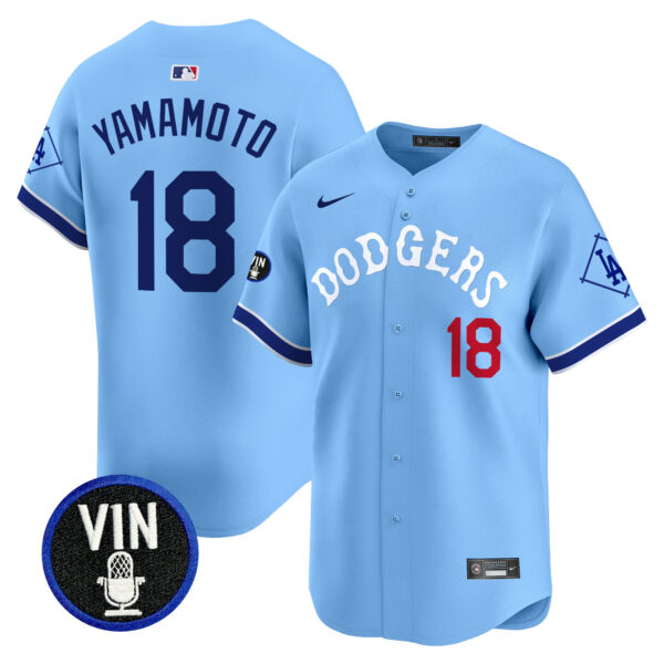 Men's Dodgers Tribute Vin Scully Patch Vapor Premier Limited Jersey - All Stitched - Image 7