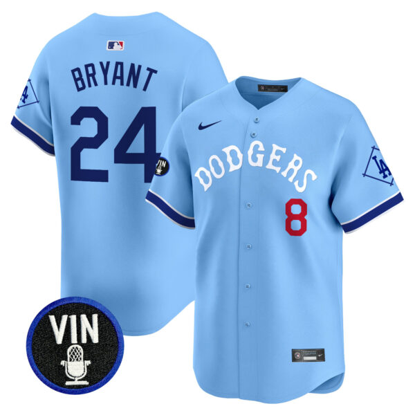 Men's Dodgers Tribute Vin Scully Patch Vapor Premier Limited Jersey - All Stitched - Image 4