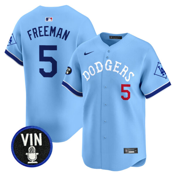 Men's Dodgers Tribute Vin Scully Patch Vapor Premier Limited Jersey - All Stitched - Image 2