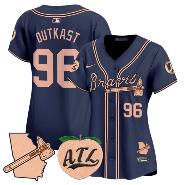 Women's Atlanta Braves Peach Vapor Premier Limited Jersey - All Stitched - Image 36
