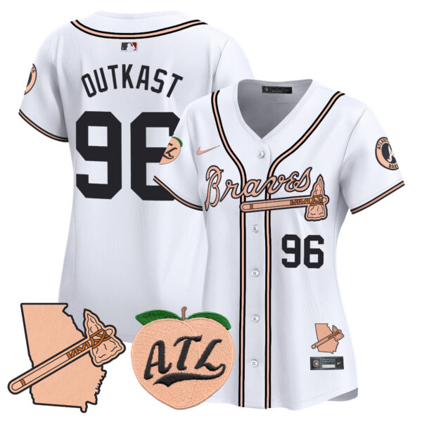 Women's Atlanta Braves Peach Vapor Premier Limited Jersey - All Stitched - Image 25