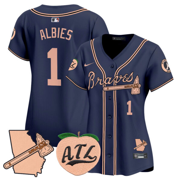 Women's Atlanta Braves Peach Vapor Premier Limited Jersey - All Stitched - Image 40