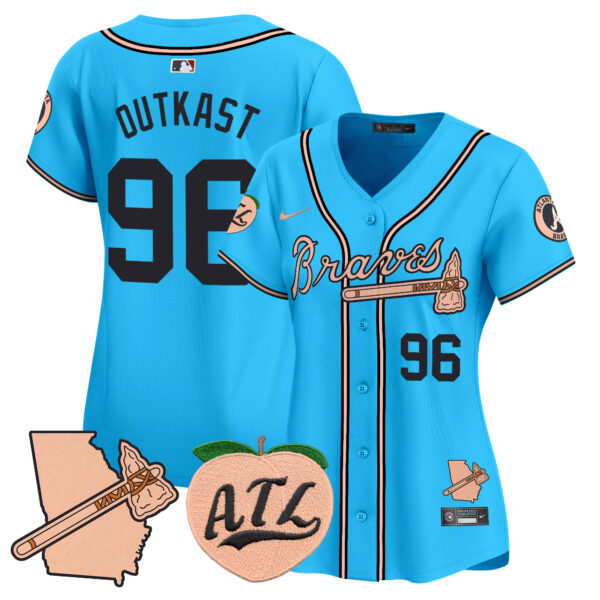 Women's Atlanta Braves Peach Vapor Premier Limited Jersey - All Stitched - Image 47